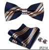 2023 New Design Jacquard Holiday Butterfly Bow Tie Pocket Squares Set Bowtie Handkerchief Cufflink Men Shirt Accessories