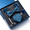 Brand Newest Design Silk Tie Set Handkerchief Pocket Squares Cufflink Bow Tie Clip Necktie Set Bussiness Wedding Suit Gift Box