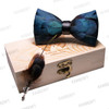 KAMBERFT 67 style New Design Natural Feather Bow tie Exquisite HandMade Mens BowTie Brooch Pin Wooden Gift Box Set for Wedding