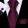 Fashion Silk Men Tie Set Red Burgundy Solid Paisley Striped Plaid Floral Necktie Handkerchief Cufflinks Wedding Business