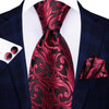 Hi-Tie Mens Gift Tie Set Red Wine Burgundy Paisley Silk Wedding Tie For Men Fashion Design Quality Hanky Cufflink Dropshipping