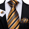 New Formal Ties Classic 100% Silk Blue Striped Necktie Handkerchief Cufflinks Gift For Men Wedding Tie Cravate Gravatas DiBanGu