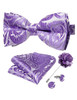 New Pre-tied Bow Ties for Men Pink Paisley Jacquard Butterfly Knot Pocket Square Cufflinks Corsage Set for Wedding