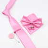 New Solid Color Men's Tie Bowtie Set Black Pink Red Blue Purpple Polyester Jacquard Woven Necktie Cufflinks Brooches Ties Gift