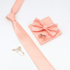 New Solid Color Men's Tie Bowtie Set Black Pink Red Blue Purpple Polyester Jacquard Woven Necktie Cufflinks Brooches Ties Gift