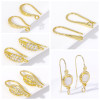 18K Gold Plated Brass Stripe Earring Hooks Earwires For Earring Making Findings Supplies,DIY Jewelry Making Accessories