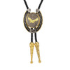 Naturel Stone Gold U Shape Eagle Bolo Tie For Man Indian Cowboy Western Cowgirl Leather Rope Zinc Alloy Necktie