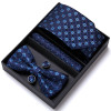 Nice Handmade Bow Tie Handkerchief Pocket Squares Cufflink Set Necktie Box Paisley Sliver Fit Workplace