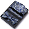 Nice Handmade Bow Tie Handkerchief Pocket Squares Cufflink Set Necktie Box Paisley Sliver Fit Workplace