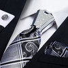 DiBanGu Business Plaid Black Solid Luxury Elegant Silk Ties for Men Designer Tie Buckle Handkerchief Cufflinks Wedding Accessory