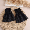 1Pair Detachable Cuffs Pearl Lace Mesh Fake Flared Sleeves Double Layer Pleated Ruched False Cuffs Sweater Blouse Wrist Warmers