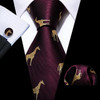 Barry.Wang Purple Silk Bat Tie For Men Novelty Animal Black Stripe Ncektie Pocket Square Cufflinks Set Wedding Party FA-6210