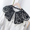 Korean Style Women Sweet Floral Lace Fake Collar Shawl Shoulder Wrap Imitation Pearl Button Solid Color Decorative Necklace Mini