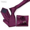 Nice Smooth Soft Dot Polyester 7cm Necktie Set Handkerchief Brooch Cufflinks Men Business Office Suit Formal Nice Tie Hankie Pin