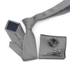 Nice Smooth Soft Dot Polyester 7cm Necktie Set Handkerchief Brooch Cufflinks Men Business Office Suit Formal Nice Tie Hankie Pin