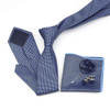 Nice Smooth Soft Dot Polyester 7cm Necktie Set Handkerchief Brooch Cufflinks Men Business Office Suit Formal Nice Tie Hankie Pin