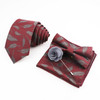 Flower Pattern Ties Polyester Handkerchief Bow Ties Brooch Set Neckties For Groom Business Wedding Party Shirt Accessories Gifts