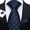 New Classic 100% Silk Men's Ties 8cm Blue Plaid Dot Striped Business Necktie Handkerchief Wedding Party Tie Set Gravatas DiBanGu