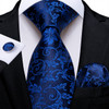 New Classic 100% Silk Men's Ties 8cm Blue Plaid Dot Striped Business Necktie Handkerchief Wedding Party Tie Set Gravatas DiBanGu