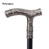 Silver Wolf Head Flower Totem Relief Walking Cane Fashion Walking Stick Gentleman Crosier Knob Walking Stick 93cm