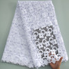 African Guipure Lace Fabric 2024 High Quality Sequins White Lace Fabric Nigerian Fabric 5 Yard Cord Lace for Evening Dress A3610