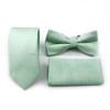 Hot Sale Sage Green Tie Set Polyester Necktie Bowtie Cufflink Brooch Cufflinks For Groom Suit Wedding Cravat Shirt Accessory