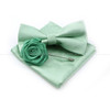 Hot Sale Sage Green Tie Set Polyester Necktie Bowtie Cufflink Brooch Cufflinks For Groom Suit Wedding Cravat Shirt Accessory