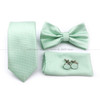 Hot Sale Sage Green Tie Set Polyester Necktie Bowtie Cufflink Brooch Cufflinks For Groom Suit Wedding Cravat Shirt Accessory