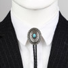 Western cowboy zinc alloy dot natural blue turquoise belt retro pattern pendant leather rope necklace