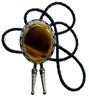 Tiger Eye Oval Shape Silver Round Flower Bolo Tie For Man Handmakde Indian Cowboy Western Cowgirl Zinc Alloy Necktie