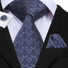 Hi-Tie Sky Blue Solid Mens Fashion Necktie Handkerchief Cufflinks for Tuxedo Accessory Classic Silk Luxury Gift Tie for Men
