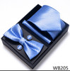 Solid Color Holiday Gift Tie Handkerchief Pocket Squares Cufflink Set Necktie Box Dark Blue Man Fit Formal Party Easter Day