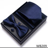 Solid Color Holiday Gift Tie Handkerchief Pocket Squares Cufflink Set Necktie Box Dark Blue Man Fit Formal Party Easter Day