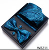 Solid Color Holiday Gift Tie Handkerchief Pocket Squares Cufflink Set Necktie Box Dark Blue Man Fit Formal Party Easter Day