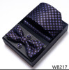 Solid Color Holiday Gift Tie Handkerchief Pocket Squares Cufflink Set Necktie Box Dark Blue Man Fit Formal Party Easter Day