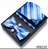 Solid Color Holiday Gift Tie Handkerchief Pocket Squares Cufflink Set Necktie Box Dark Blue Man Fit Formal Party Easter Day