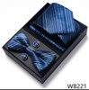 Solid Color Holiday Gift Tie Handkerchief Pocket Squares Cufflink Set Necktie Box Dark Blue Man Fit Formal Party Easter Day