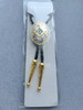 Western cowboy gold g oval shape bolo tie retro pattern pendant leather rope necklace