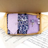 Viola Design Gift Box Cotton Sock&Tie Sets Clip Pin Cufflinks Hanky Solid Floral Pink Purple Men Wedding Party Cravat Accessory