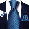 Business Tie for Men Silk Blue Tie Dots Necktie Set Plaid Cufflinks for Wedding Business Tie 150cm Hi-Tie SN-3529 Dropshipping