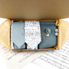 Viola Design Gift Box Packing Cotton Sock Tie Set Clip Pin Cufflinks Hanky Solid Floral Men Wedding Party Daily Cravat Accessory