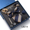 Fashion Tie For Men Holiday Gift Tie Pocket Squares Cufflink Set Necktie Box Wedding Accessories Dot Dark Grey Man