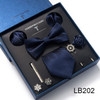 Fashion Tie For Men Holiday Gift Tie Pocket Squares Cufflink Set Necktie Box Wedding Accessories Dot Dark Grey Man