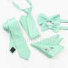 6 PCS Top Hot Color Green Pink Blue Polyester Solid 6cm Tie Set Men Kids Wedding Bowtie Hankie Party Gift Cravat Shirt Accessory