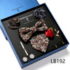 Wholesale Jacquard Holiday Gift Tie Pocket Squares Cufflink Set Necktie Box Wedding Accessories Dark Grey Man Easter Day