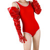Patent red extra long leather gloves 100cm large sleeve loose pile sleeve fold plus fat bright leather black red for men women