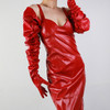 Patent red extra long leather gloves 100cm large sleeve loose pile sleeve fold plus fat bright leather black red for men women