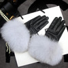 Real Sheepskin Fox Fur Gloves Women's Genuine Leather Glove Winter Warm Fashion Style Natural Fluffy Fox Fur Oversized Customize