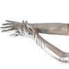 Gold Silver Wet Look Fake Leather Metallic Gloves Evening Party Performance Mittens Women Sexy Elbow Length Long Latex