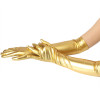Gold Silver Wet Look Fake Leather Metallic Gloves Evening Party Performance Mittens Women Sexy Elbow Length Long Latex